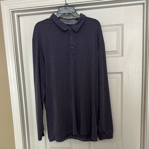 Untuckit Damaschino Jacquard Long Sleeve Polo Shirt Size 2XL Gray Cotton